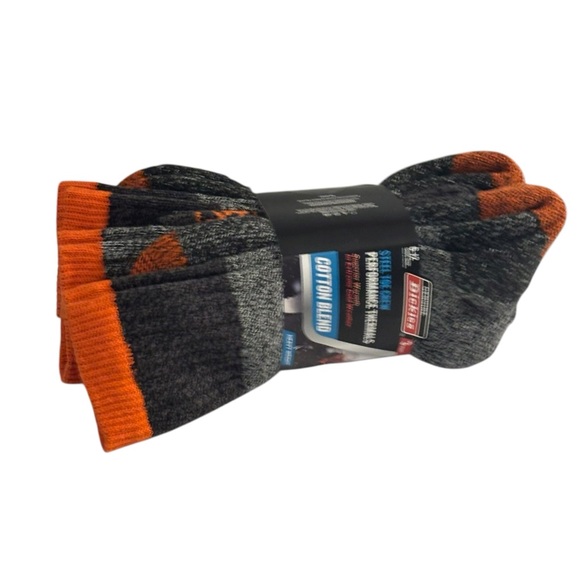 Dickies Men's Thermal Crew Socks - Black and Orange Size 6-12 Pack of 3 - Picture 7 of 7